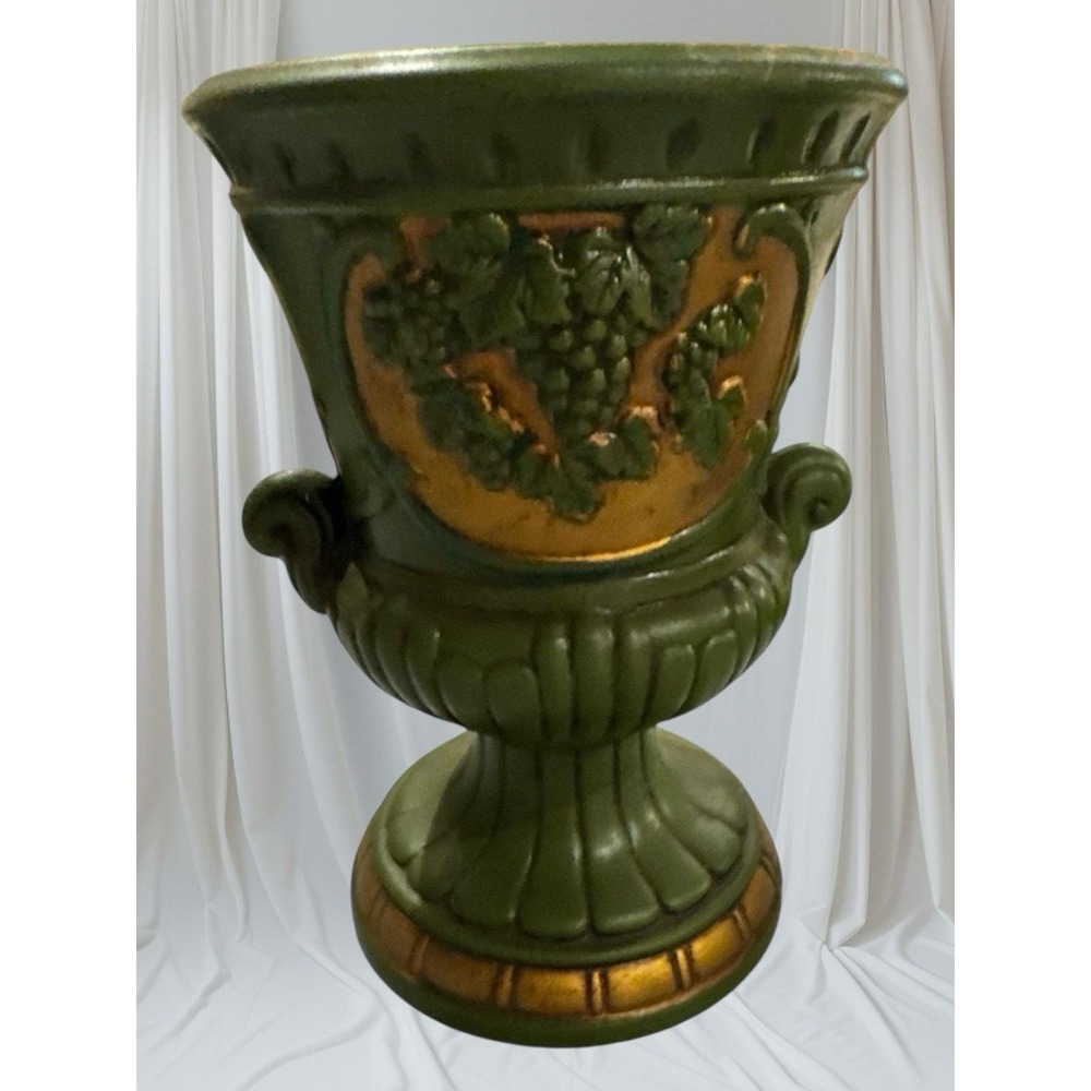 Vintage Caffco  Planter 70's Green Glazed Pottery Made In Japan Goblet Shape 6"T